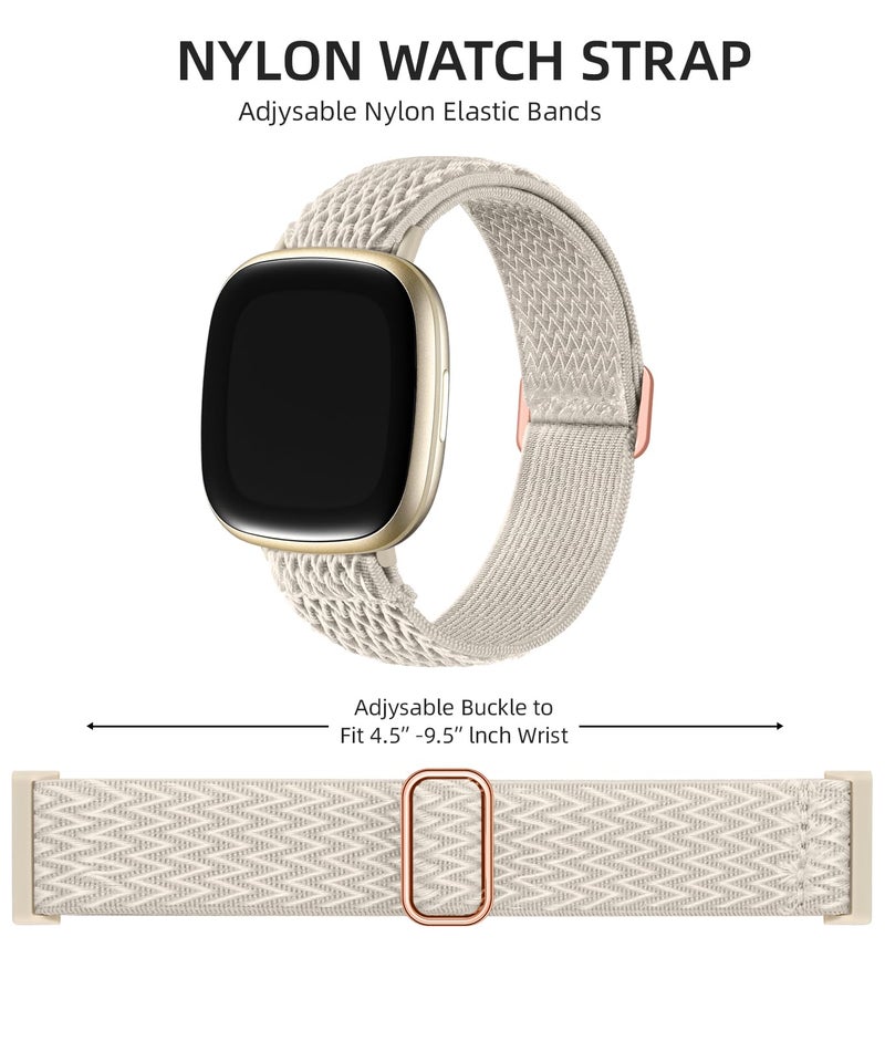 Adorve Compatible with Fitbit Versa 3 Bands/Fitbit Versa 4 Band/Fitbit Sense Bands for Men Women, Adjustable Stretchy Solo Loop Elastic Nylon Sport Strap for Smart Watch Replacement - Image 2