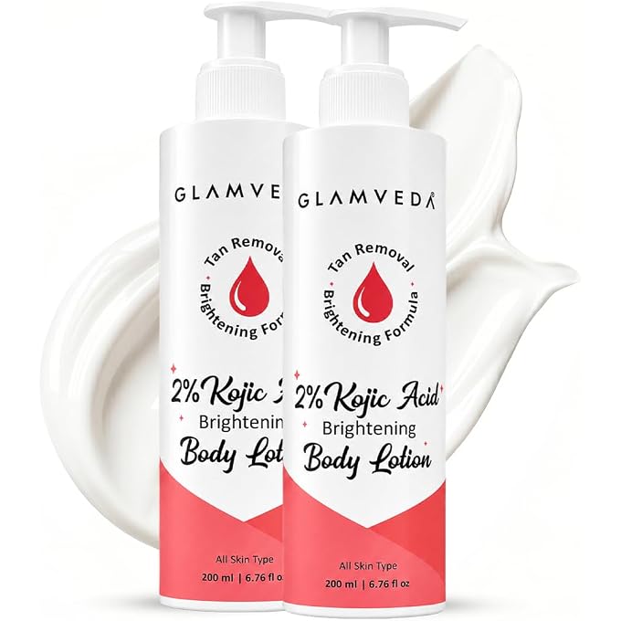 Glamveda Body Lotion with 2% Kojic Acid & Alpha Arbutin 200ml Pack of 2 | 24hr Deep Moisturizer, Nourishes & Protect Skin | Remove Dark Spots, Pigmentation, Tan Removal | Non Greasy | All Skin Type - Image 1