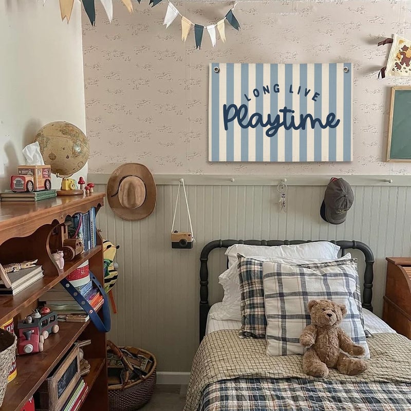 ShowDraven Playroom Wall Decor, Toddler Playroom Decor Hanging Linen Banner,Play Room Wall Decor for Nursery Nursery, 20x30 Inch - Image 2