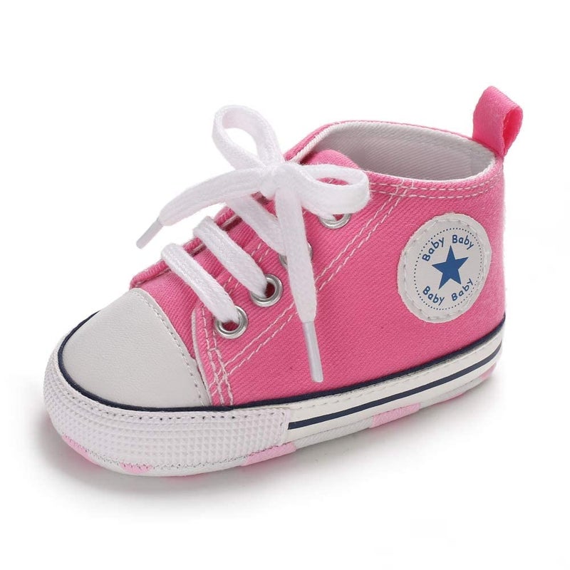 Meckior Save Beautiful Baby Girls Boys Canvas Sneakers Soft Sole High-Top Ankle Infant First Walkers Crib Shoes - Image 1