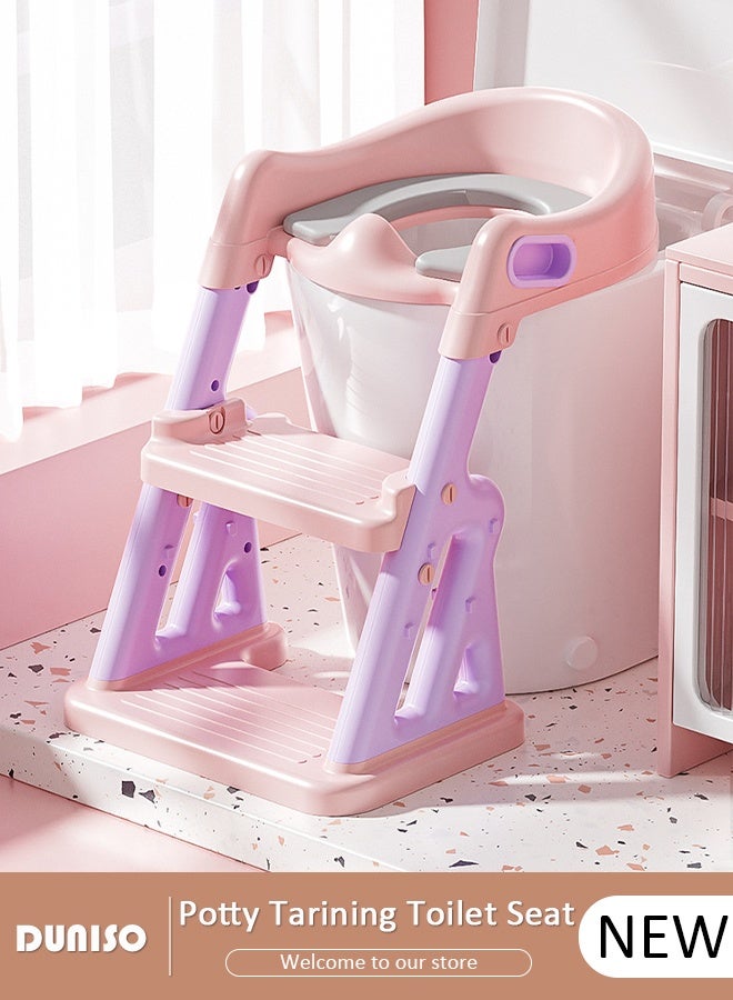 DUNISO Kids Potty Seat With Ladder For Western Toilets Kids Toilet Potty Training Seat For Baby With Handle Cushion Kids Potty Chair Kids Potty Seat For Baby Kids 2 To 5 Years Boys Girls - Image 1