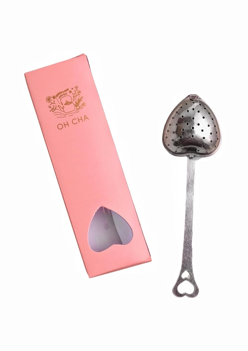 OH CHA مصفاة شاي على شكل قلب | مصفاة من الفولاذ المقاوم للصدأ للاستخدام اليومي | خالية من BPA، متينة | فلتر شاي أخضر وأسود، صانع | 14 سم - Image 5