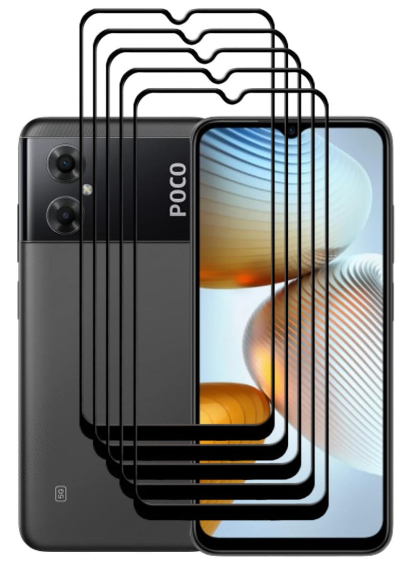 ACLIX 5 Pieces Antistatic ESD Dustproof Premium Quality High Definition Tempered Glass Screen Protector Designed For Xiaomi Poco M4 5G - Image 1