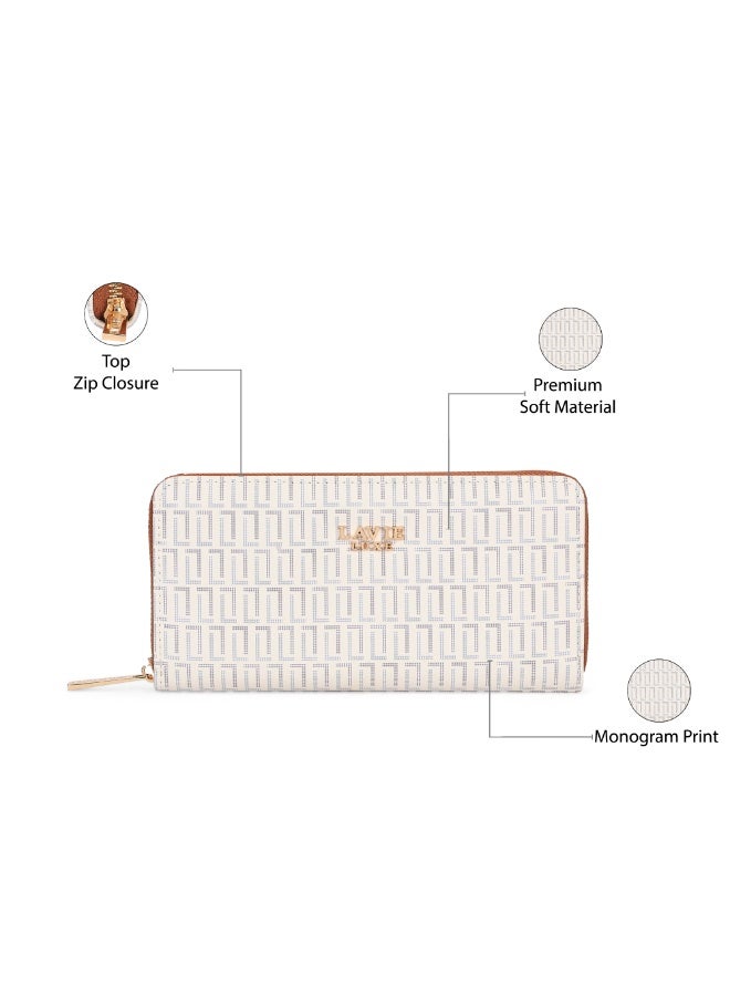 Lavie Luxe Women's Mono Sacy25 Long zip around wallet (White) - Image 4