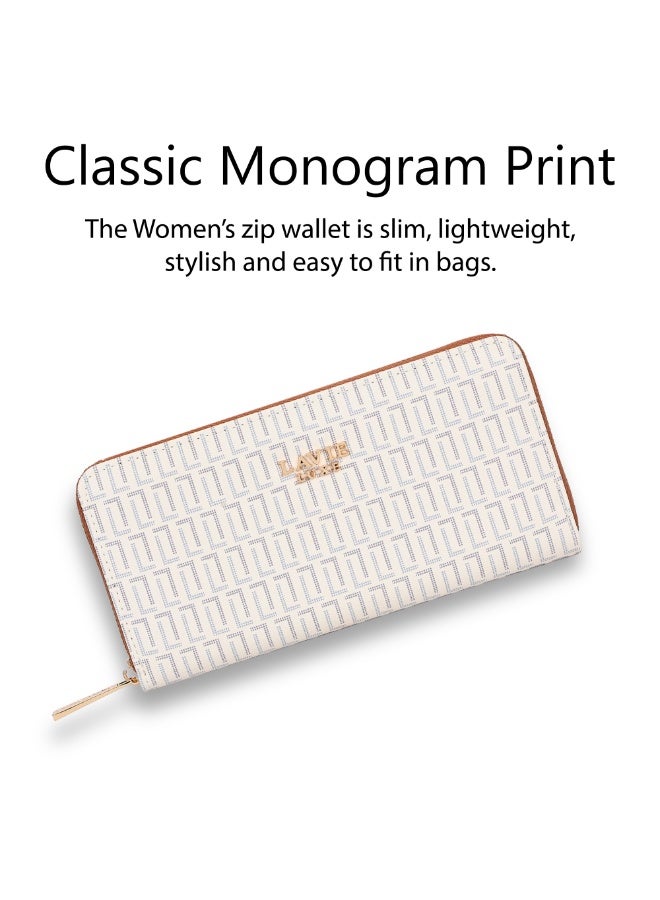 Lavie Luxe Women's Mono Sacy25 Long zip around wallet (White) - Image 3
