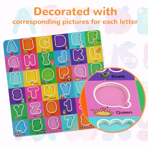 NASHRIO Wooden Alphabet Puzzles for Toddlers 2-4, Alphabet and Number Puzzle with ABC Learning for Toddlers 1-3, Preschool Learning Toys with Chunky ABC Puzzle Board for Girls Boys Kindergarten Ages 1 2 3 4 - Image 5