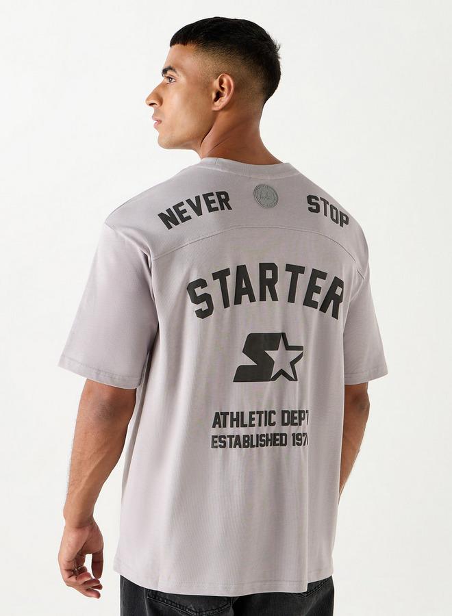 Starter Logo Print Crew Neck T-shirt with Short Sleeves - Image 1