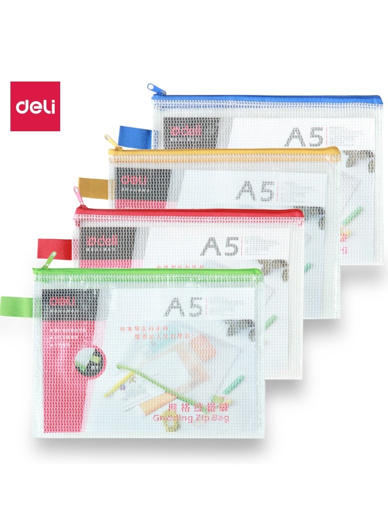 Deli Deli 5591 Mesh Zip Bag A5 - ideal for organizing small office or school supplies  - Image 1