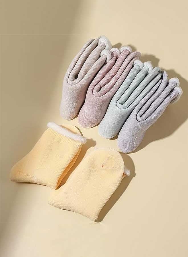 رات سو جوارب نسائية من الصوف السميك والدافئ للغاية، تناسب المقاسات من 23 إلى 27 سم. جوارب شتوية ناعمة وحرارية مريحة، مثالية للاستخدام اليومي والكاجوال. جوارب شتوية للنساء، مثالية كهدية. تحتوي العبوة على 3 أزواج بألوان: كاكي + وردي + أخضر. - Image 4