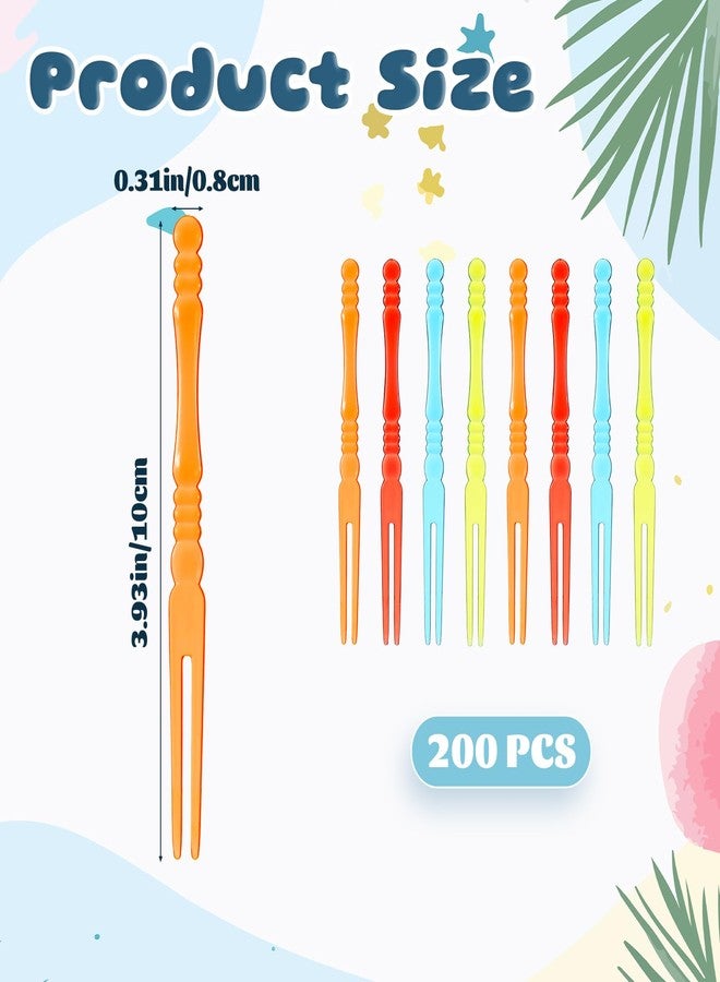 Tweruna 200 PCS Plastic Mini Fruit Forks, Colorful 4 Inch Appetizer Forks Disposable Mini Fork for Appetizers, Bistro, Cake Dessert, Salad - Image 2