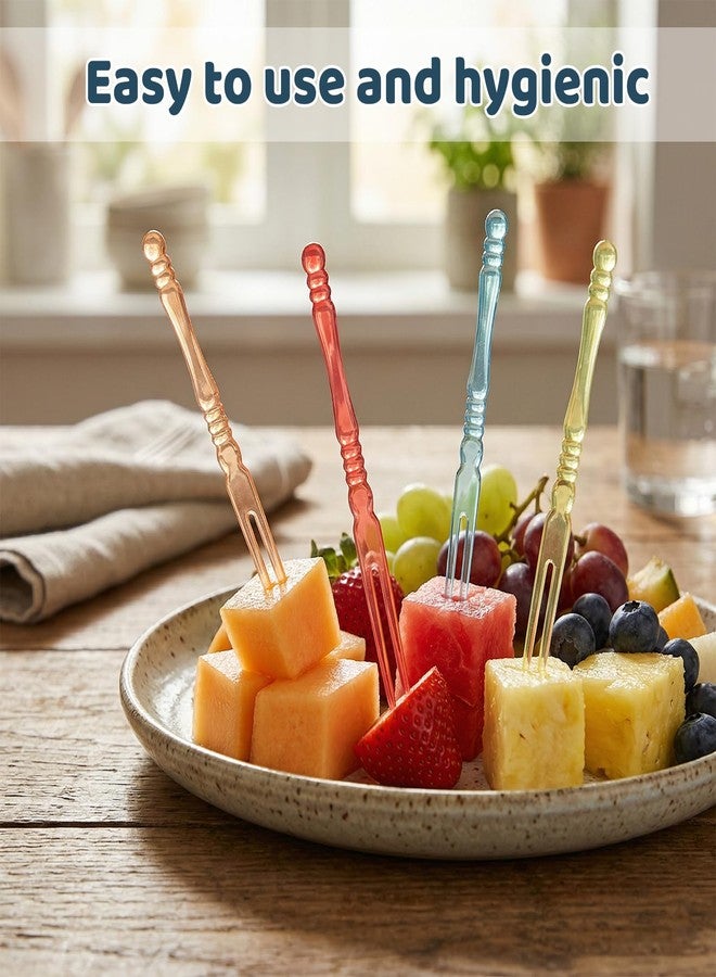 Tweruna 200 PCS Plastic Mini Fruit Forks, Colorful 4 Inch Appetizer Forks Disposable Mini Fork for Appetizers, Bistro, Cake Dessert, Salad - Image 5