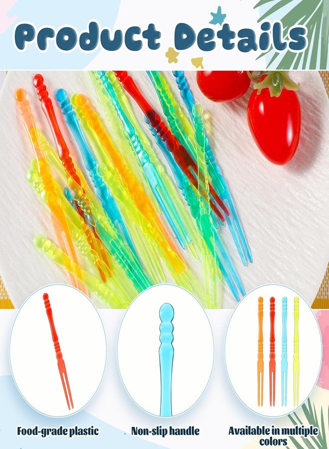 Tweruna 200 PCS Plastic Mini Fruit Forks, Colorful 4 Inch Appetizer Forks Disposable Mini Fork for Appetizers, Bistro, Cake Dessert, Salad - Image 3