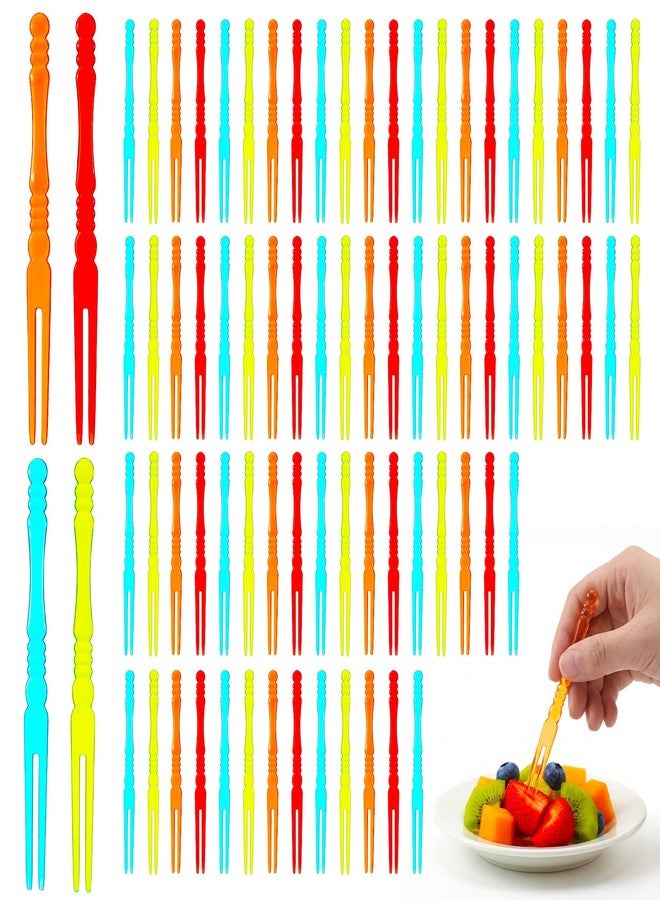 Tweruna 200 PCS Plastic Mini Fruit Forks, Colorful 4 Inch Appetizer Forks Disposable Mini Fork for Appetizers, Bistro, Cake Dessert, Salad - Image 1