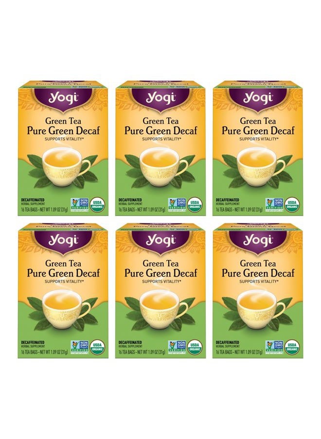 YOGI Tea - Green Tea Pure Green Decaf (6 Pack) - Supports Vitality - 96 Tea Bags - Image 1