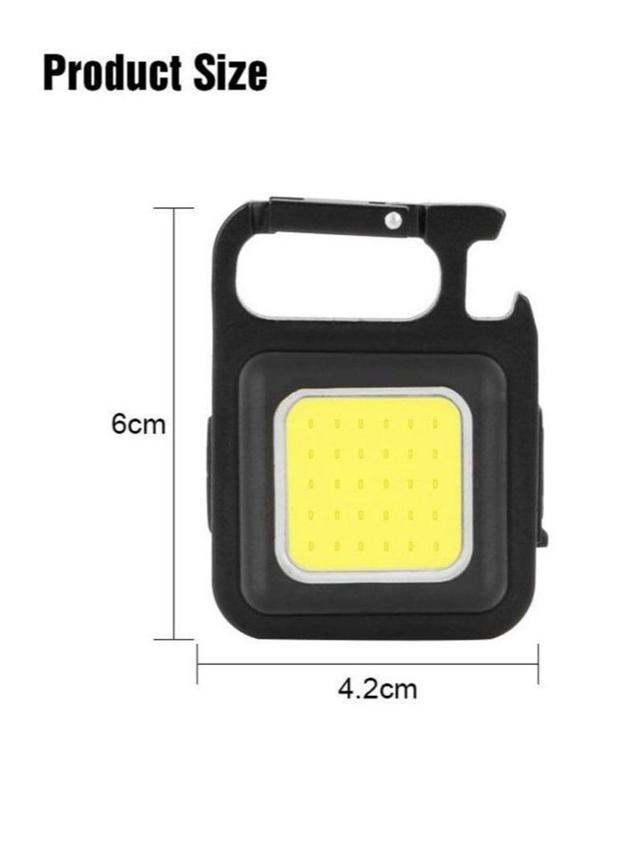 Mini Flashlight with 800 Lumens Super Bright COB Rechargeable and Portable Keychain Light with Folding Support Bottle Opener and Magnetic Base Suitable for Camping Hunting Walking Black  - Image 3