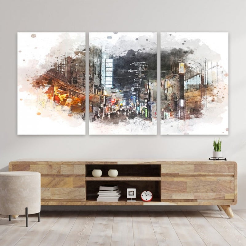 Marktna Three luxurious modern canvas prints with a hollow frame, measuring (90×40), three pieces - Image 1