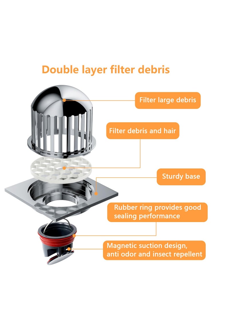 Excefore Dome Floor Drain Cover, Fits 2-3 Inches Sewer & Drain Pipe, Roof Floor Drain, Non Blocking, Outdoor Rain Bucket Drainage Parts, Removable Outdoor Drain Grate, for Balconies Roof Garden - Image 5