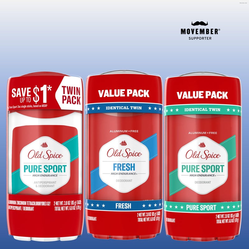 Old Spice Aluminum Free Deodorant For Men, High Endurance, 24/7 Sweat Defense & Odor Protection, 24/7 Freshness & Lasting Scent, Fresh Scent, 3.0 oz (Pack of 2) - Image 2