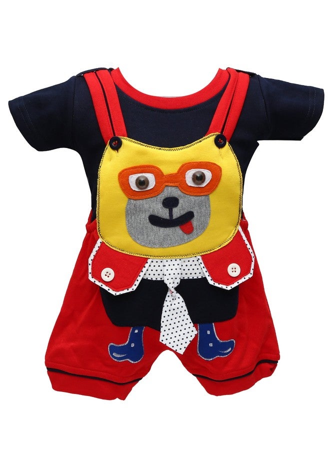 Balloons Unisex Baby Romper Cotton-Dungaree Set (0 Months to 6 Months) Red - Image 1