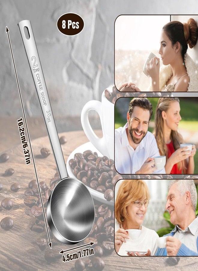 PercyEffie 8 Pcs 2 Tablespoon Scoop,Long Handle Coffee Scoops 30 ml Stainless Steel Coffee Spoons Set Two tbsp for Milk Fruit Powder, Loose Tea Dry, Spice Jar, Cooking Baking, and Other Dry Goods - Image 2
