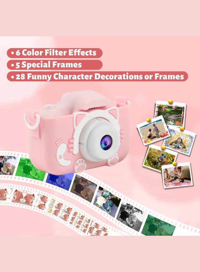 MANAM TRADING Kids Camera 1080P HD Digital Video Camera Toy for 3-12 Year Old Boys Girls Birthday Festival Gifts for Kids USB Rechargeable Kids Selfie Camera(Pink) - Image 2