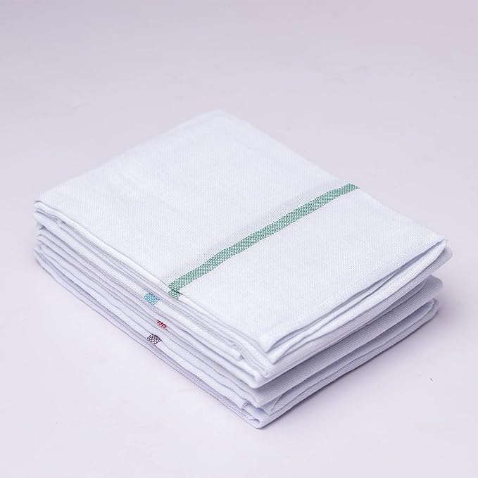 YATTA Traditional Thorthu Kerala Towel Cotton Small Size | Pack of 4 | Size - 44 inch | End Stitched Thorth | Kerala Thorthu White Cotton Towels for Bath | Light Weight, Quick Dry | 130gsm - Image 1