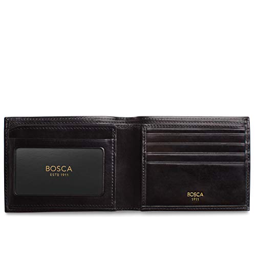 Bosca Men's Old Leather Bifold Wallet with ID Window and Card Slots - Italian Leather, Durable and Stylish, Black - Image 4