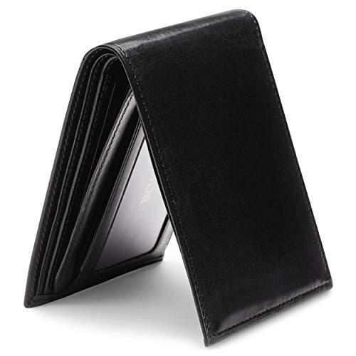 Bosca Men's Old Leather Bifold Wallet with ID Window and Card Slots - Italian Leather, Durable and Stylish, Black - Image 2