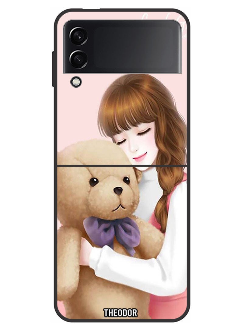 Theodor Protective Case Cover For Samsung Galaxy Z FlIP 4 5G    Lovely Girl Witih Teddy - Image 1