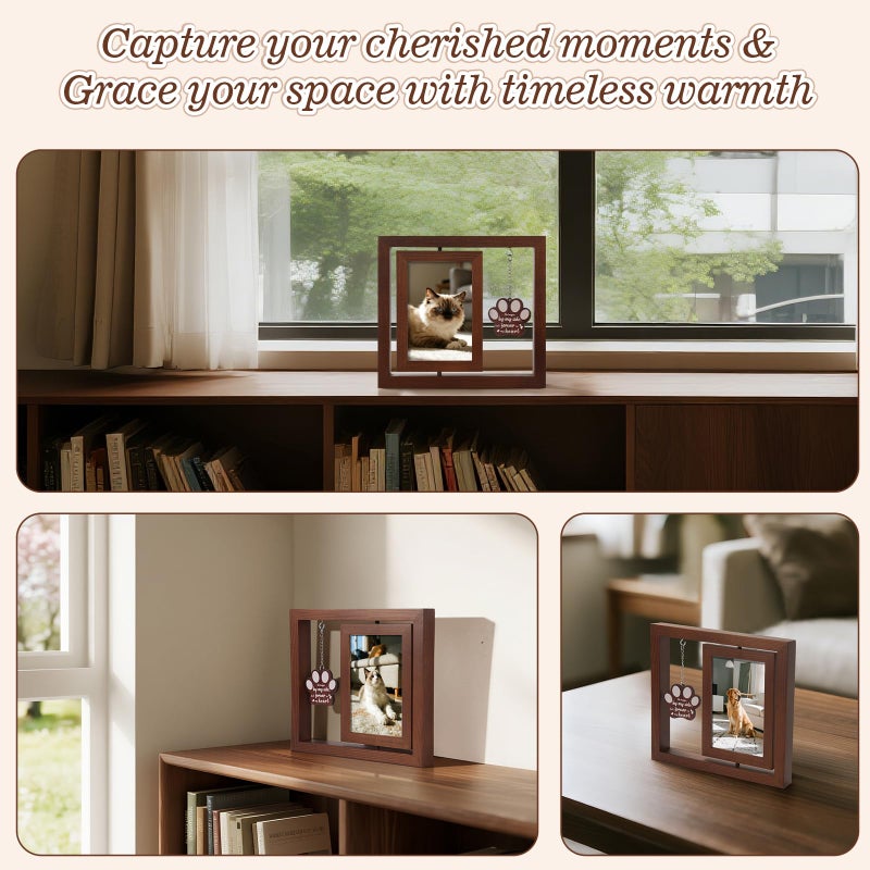 Ricalin Dog Memorial Gifts for Loss of Dog, Rotating Wooden Picture Frame 4x6, Double Sided Display, Pet Memorial Gifts for Dogs with Paw Remembrance Tag, Pet Loss Sympathy Gift - Image 5