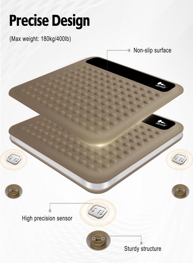 himaly Digital Body Weight Scale Bathroom Scale, Step-On Technology High Precision Measurements Scales with Large Non Slip Silicone Platform and LCD Digital Display, 400lbs/180kg Capacity, Brown - Image 5