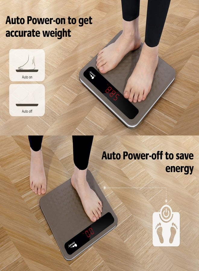 himaly Digital Body Weight Scale Bathroom Scale, Step-On Technology High Precision Measurements Scales with Large Non Slip Silicone Platform and LCD Digital Display, 400lbs/180kg Capacity, Brown - Image 3