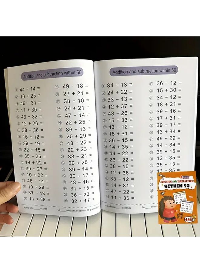 64 صفحة كتاب العمل للجمع والطرح للأطفال مسائل كلامية في الرياضيات الذهنية - Image 1