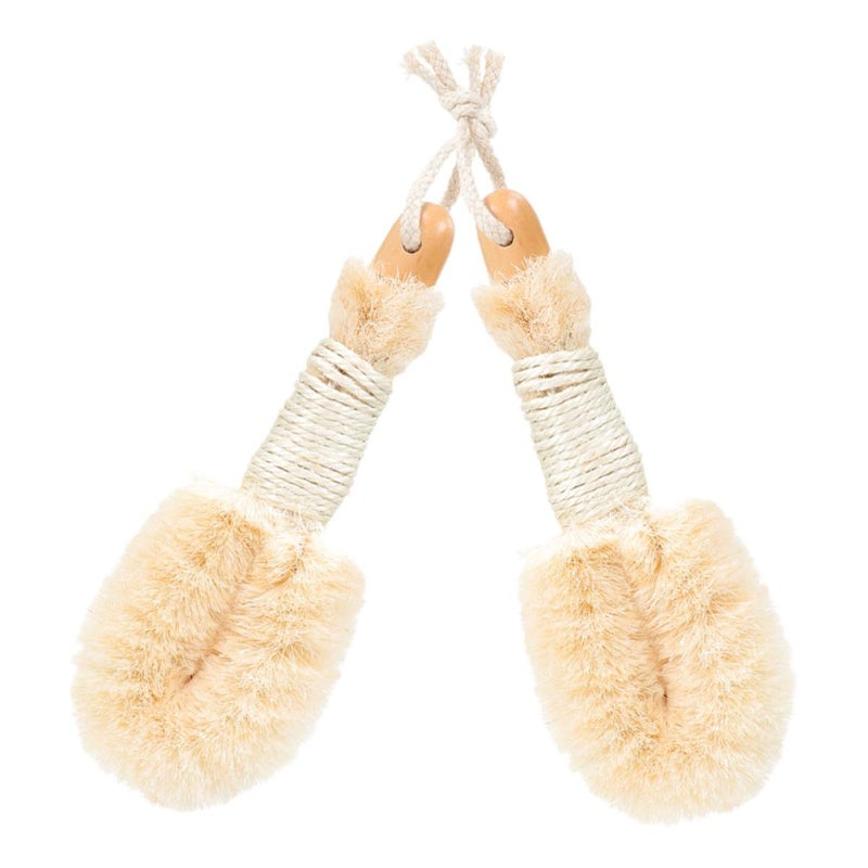 Natural Sisal Body Brush With Wood Handle Large Size 2Pcs Dry Skin Exfoliator For Shower - Image 2