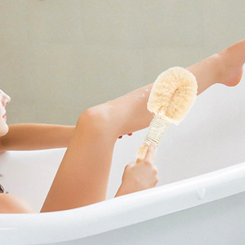 Natural Sisal Body Brush With Wood Handle Large Size 2Pcs Dry Skin Exfoliator For Shower - Image 5