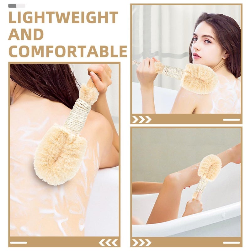 Natural Sisal Body Brush With Wood Handle Large Size 2Pcs Dry Skin Exfoliator For Shower - Image 4