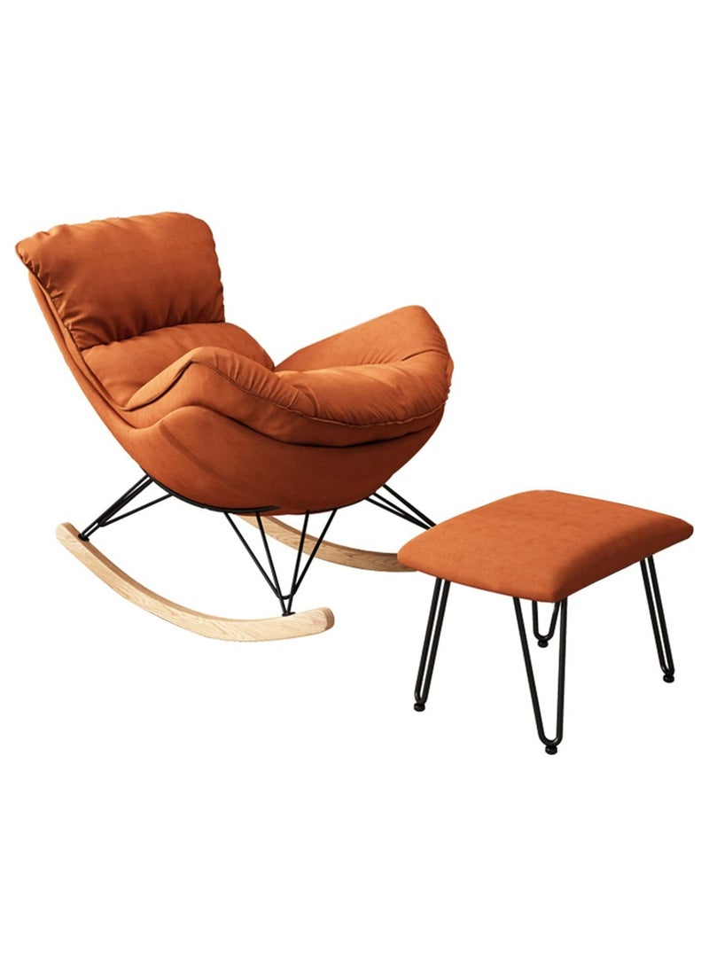 TOMSHOO كرسي هزاز مع وسادة مبطنة، كرسي هزاز عصري، كرسي هزاز من القماش، كرسي استرخاء مريح، كرسي أريكة كسول لغرفة المعيشة وغرفة النوم والفناء والحديقة (برتقالي) - Image 5