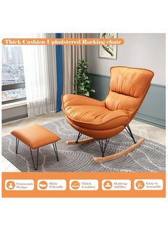 Rocking Chair with Padded Cushion,Modern Rocker Recliner Chair,Fabric Rocking Swing Chair,Comfortable Relax Lounge Chair Lazy Sofa Chair for Lounge Living Room Bedroom Patio Garden (Orange) - pzsku/ZAACE46ED64E95FD22711Z/45/_/1715936658/f120b034-0b7c-4fc8-aad9-be2246a79072