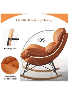 Rocking Chair with Padded Cushion,Modern Rocker Recliner Chair,Fabric Rocking Swing Chair,Comfortable Relax Lounge Chair Lazy Sofa Chair for Lounge Living Room Bedroom Patio Garden (Orange) - pzsku/ZAACE46ED64E95FD22711Z/45/_/1715936659/db437b39-5116-4c50-96b8-3a69fd797942