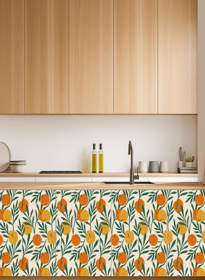 Itechpanda Fruit Orange Peel and Stick Wallpaper Wall Art Decor - Retro Fruit Contact Paper Mural - Removable Adhesive Shelf Drawer Liner for Bedroom - Image 5