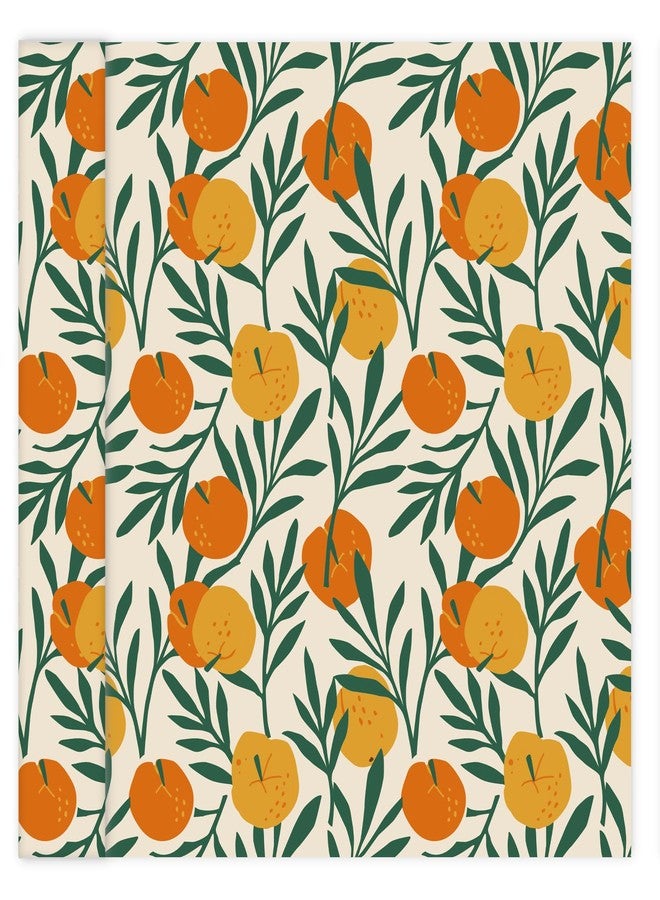 Itechpanda Fruit Orange Peel and Stick Wallpaper Wall Art Decor - Retro Fruit Contact Paper Mural - Removable Adhesive Shelf Drawer Liner for Bedroom - Image 1