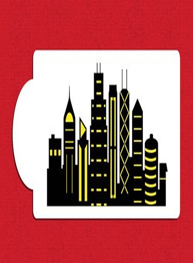 ديزاينر ستينسلز قالب كيك بتصميم أفق مدينة شيكاغو المفصل، الجانب C1005 من تصميم Designer Stencils - Image 2