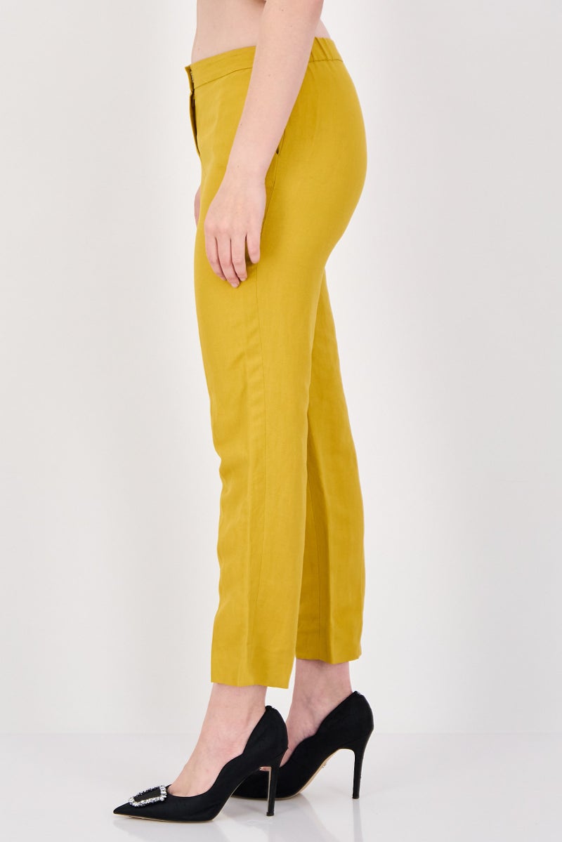 Kasper  Women Petite Solid Straight Leg Pants, Butterscoth Yellow - Image 2