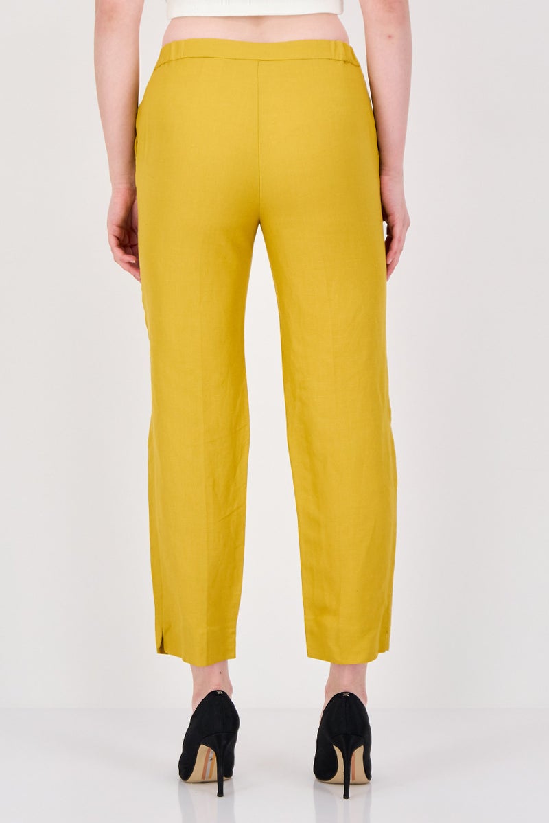 Kasper  Women Petite Solid Straight Leg Pants, Butterscoth Yellow - Image 3