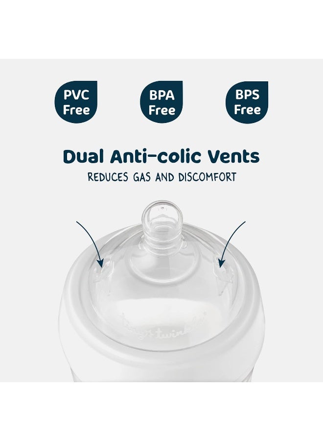 Tiny Twinkle زجاجة حليب سيليكون صغيرة توينكل مع مقبض مريح وحلمة مرنة ناعمة - زجاجات حليب ناعمة للغاية للمواليد وما فوق - Image 3