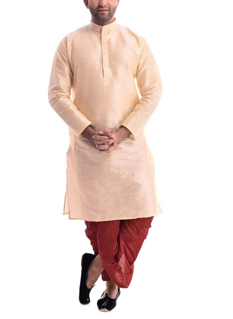 Royal Kurta Silk Blend Kurta and Dhoti Golden - Image 5