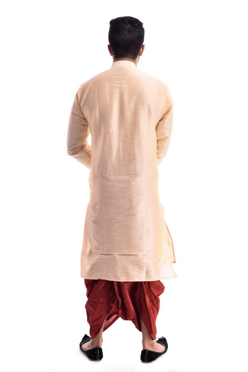 Royal Kurta Silk Blend Kurta and Dhoti Golden - Image 2