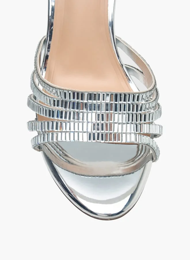 Celeste Womens Embellished Slip-On Sandals With Stiletto Heels