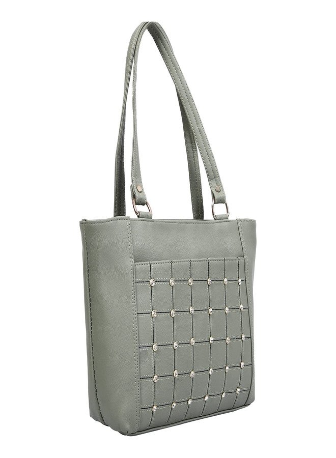 ALIZA PU Material Tote Bag For Women (Green) - Image 1