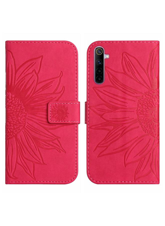 اس-توب جراب هاتف Realme 6 Pro من الجلد المريح بنقشة زهرة الشمس مع حبل تعليق - Image 2